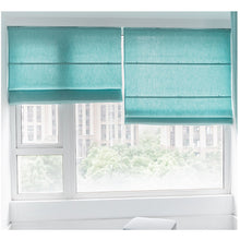 Load image into Gallery viewer, Green Teal Turquoise Linen Window Roman Shade
