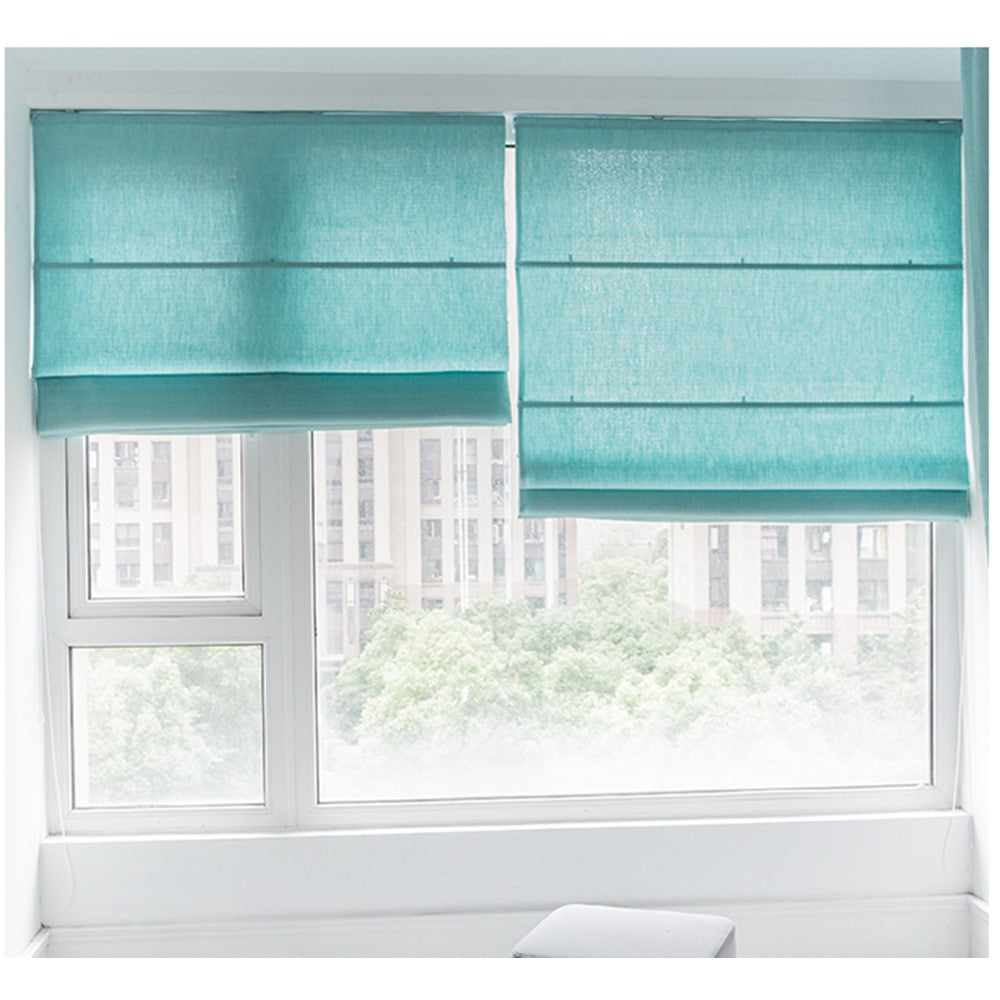 Green Teal Turquoise Linen Window Roman Shade