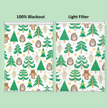 Load image into Gallery viewer, Pine Tree Forest Bear Bunny Hedgehog Window Roller Shade
