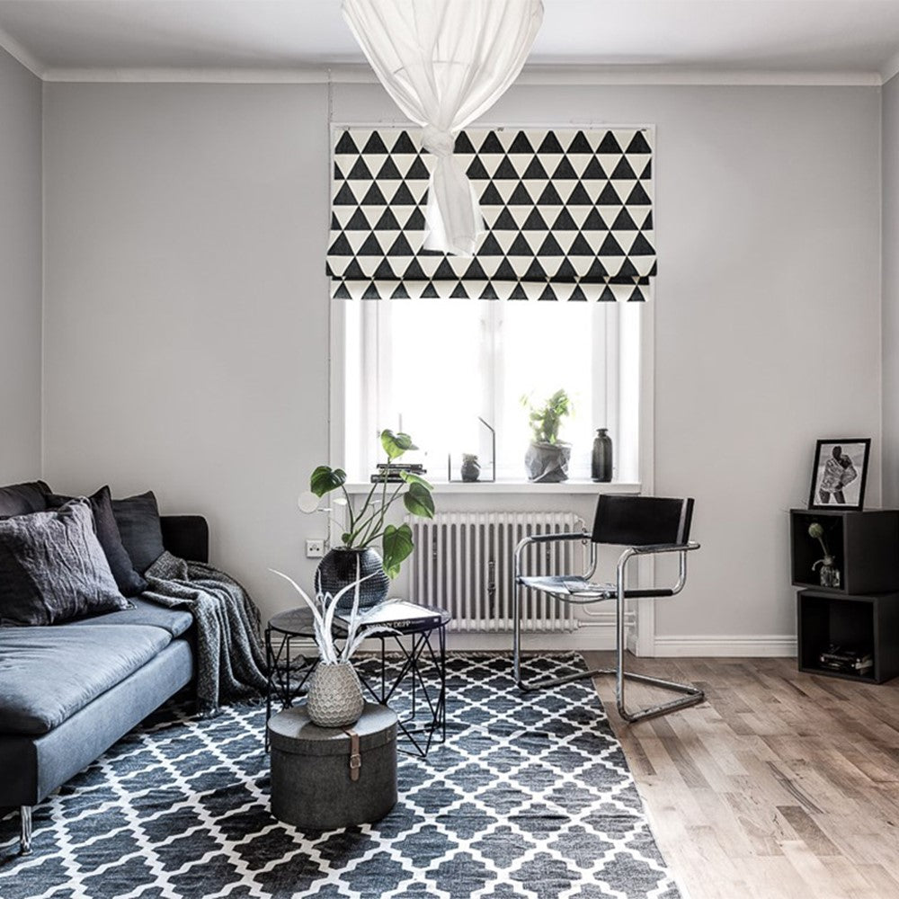 Black and White Triangle Scandinavian Window Roman Shade