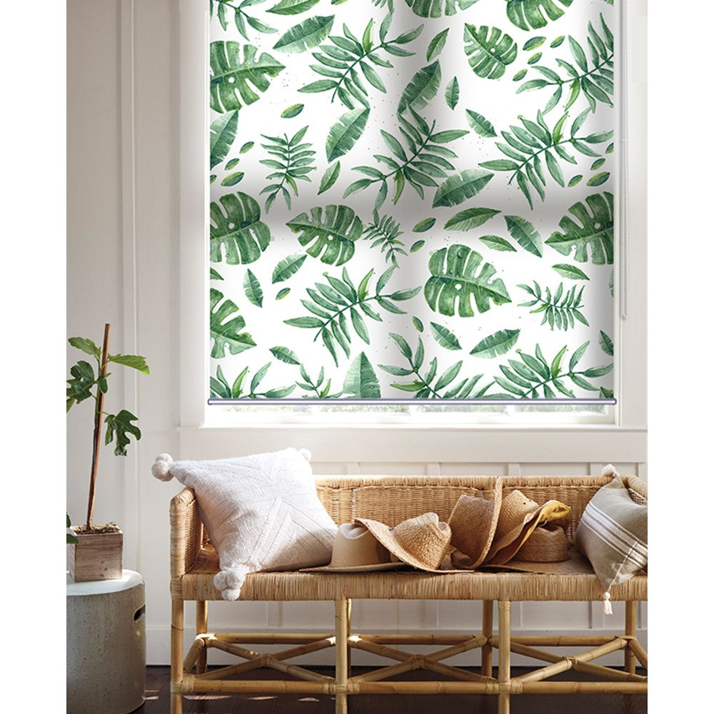 Botanical Green Room Lucky Leaf Flora Print Window Roller Shade