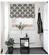 Load image into Gallery viewer, Black and White Clam Shell Scandinavian Window Roman Shade
