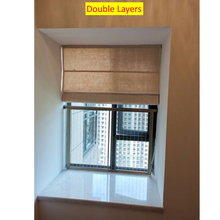 Load image into Gallery viewer, Modern Jute Window Roman Shade with Neutral Tones
