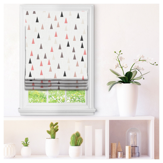 Nordic Triangles Quilt Pattern Window Roman Shade