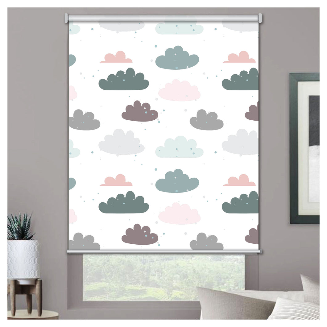 Pastel Nursery White Sky and Pastel Clouds Window Roller Shade