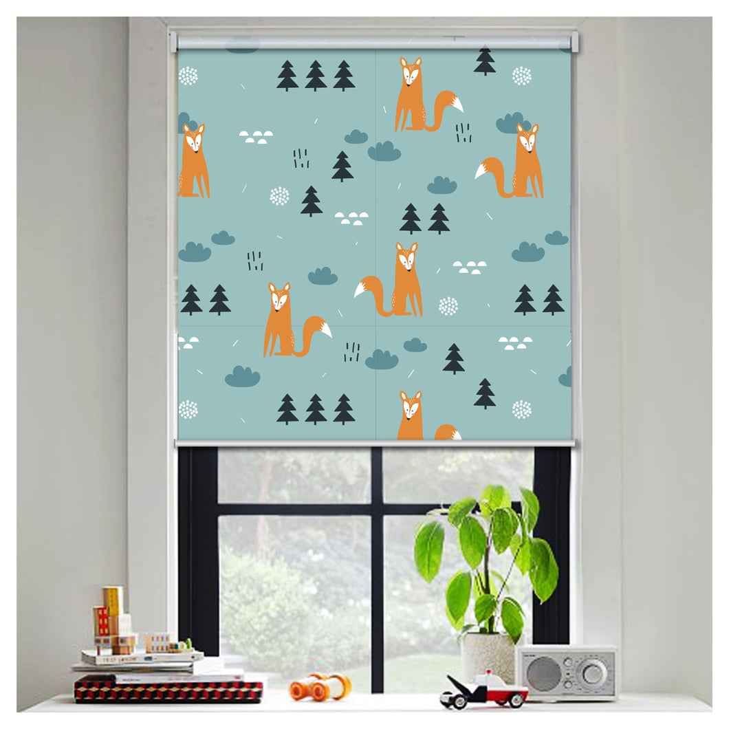 Little Fox Print Nursery Theme Window Roller Shade