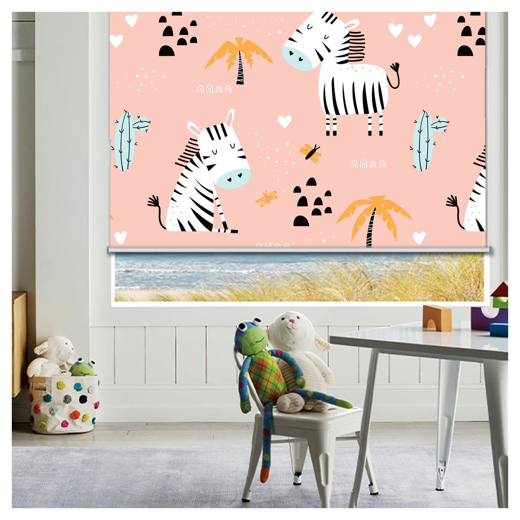 Nursery Kid Baby Room Zebra Theme Window Roller Shade