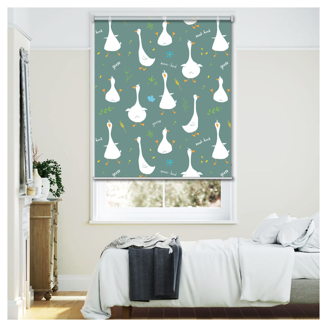 Happy Duck Goose Print Nursery Theme Window Roller Shade