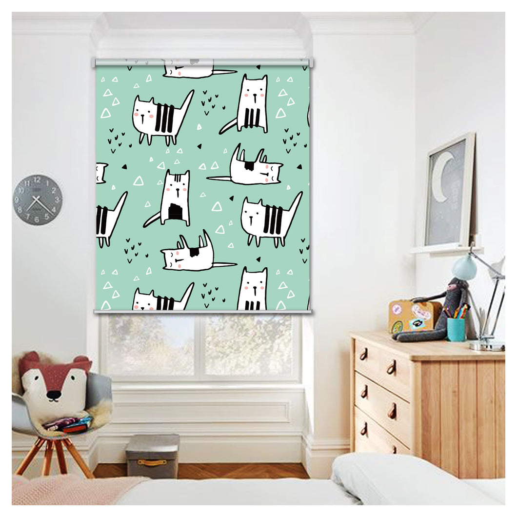 Kitty Cat Print Nursery Theme Window Roller Shade