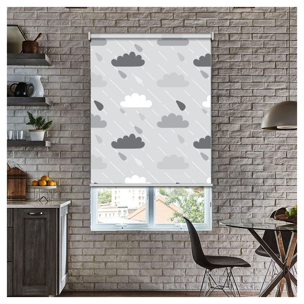 Raining Day Cloudy Nursery Gray Window Roller Shade