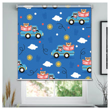 Load image into Gallery viewer, Happy Bears in the Bus Nursery Blue Window Roller Shade
