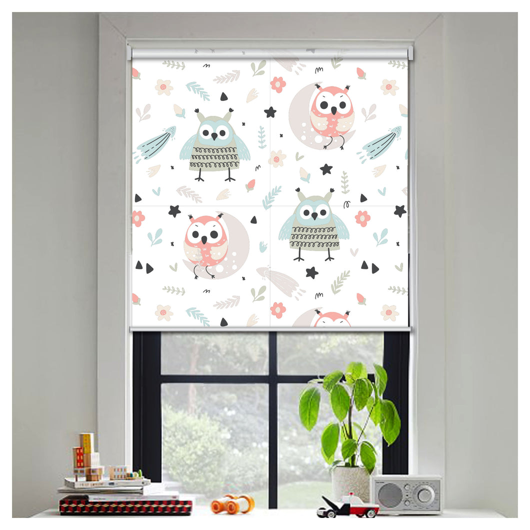 Cute Owl Print Nursery Theme Window Roller Shade