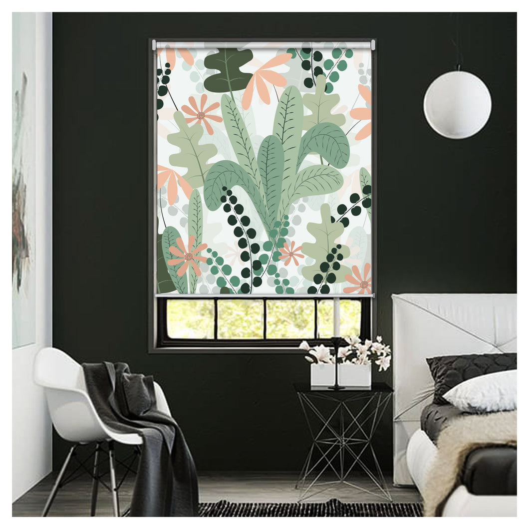 Flora Flower Botanical Plant Cactus Print Window Roller Shade