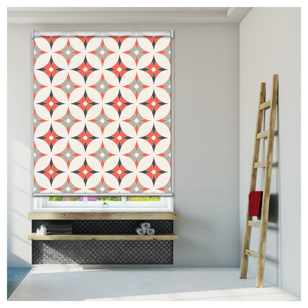 Mid Century Geometric Mosaic Pattern Window Roller Shade