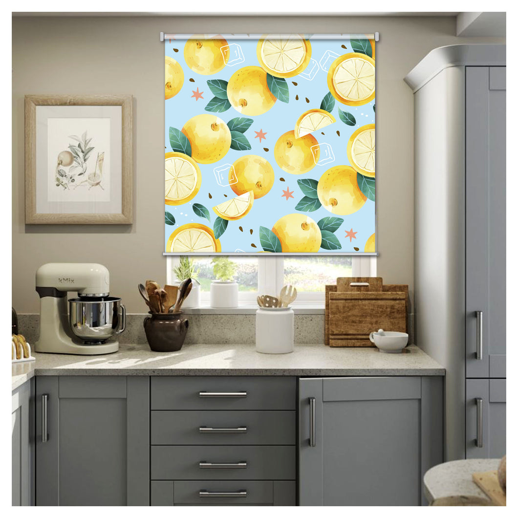 Watercolor Lemon Pattern Fruits Window Roller Shade