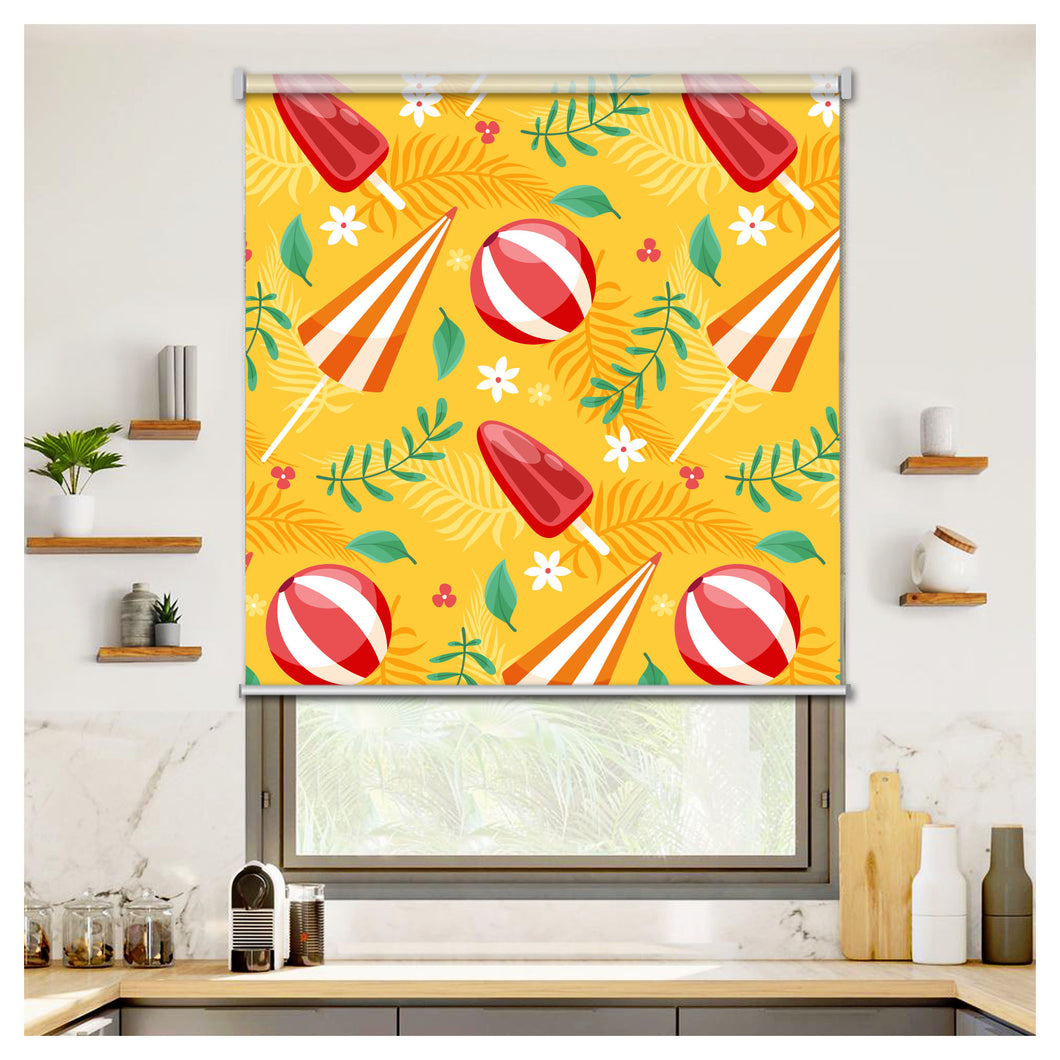Summer Vibes Beach Ball Popsicle Yellow Window Roller Shade